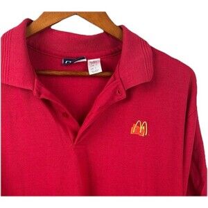 McDonalds Polo Shirt Mens Large L LG Red Short Sleeve Employee Workwear Vintage